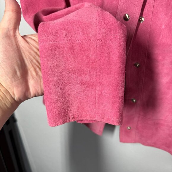 VTG Classiques Entier Suede Snap Up Jacket XS Pink Western Retro Barbiecore - Picture 8 of 11